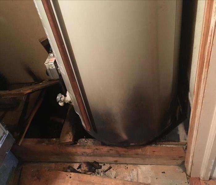 Water heater that caught on fire.